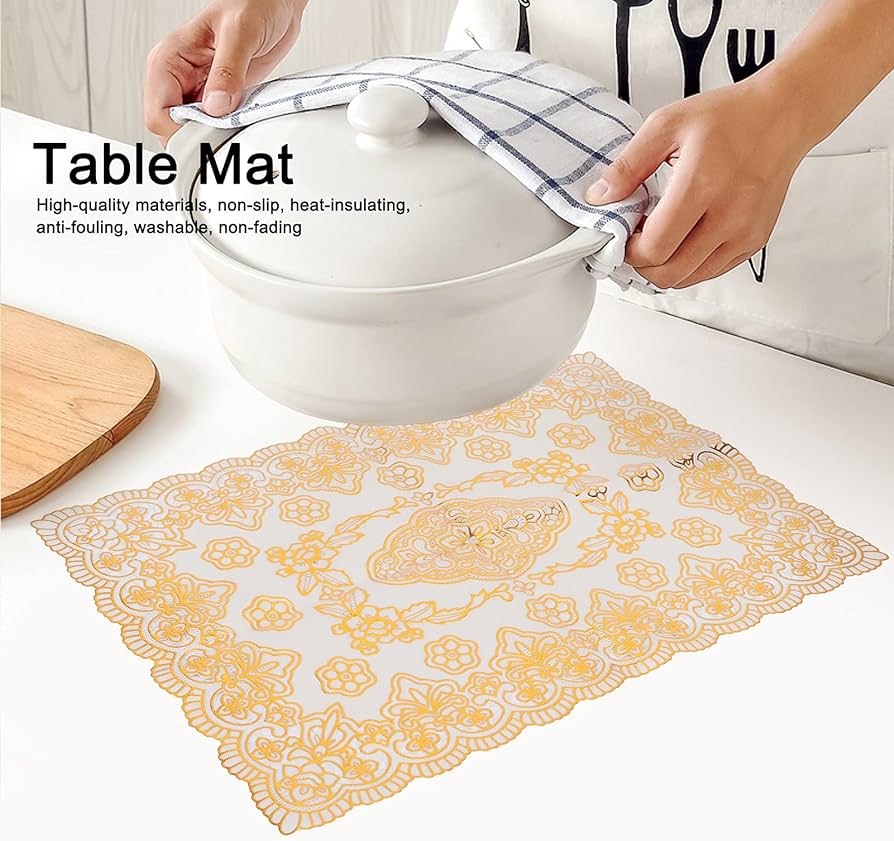 Golden Patterned Table Mat 12 Pieces. 