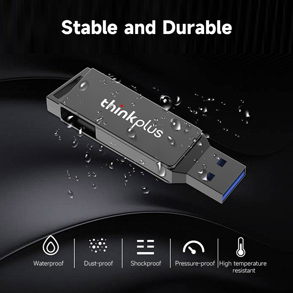 Lenovo thinkplus MU251 256GB 128GB 64GB 32GB USB3.0+Type-C Dual-port U Disk Rotatable Metal USB Flash Drive High-speed Transmission U disk. 