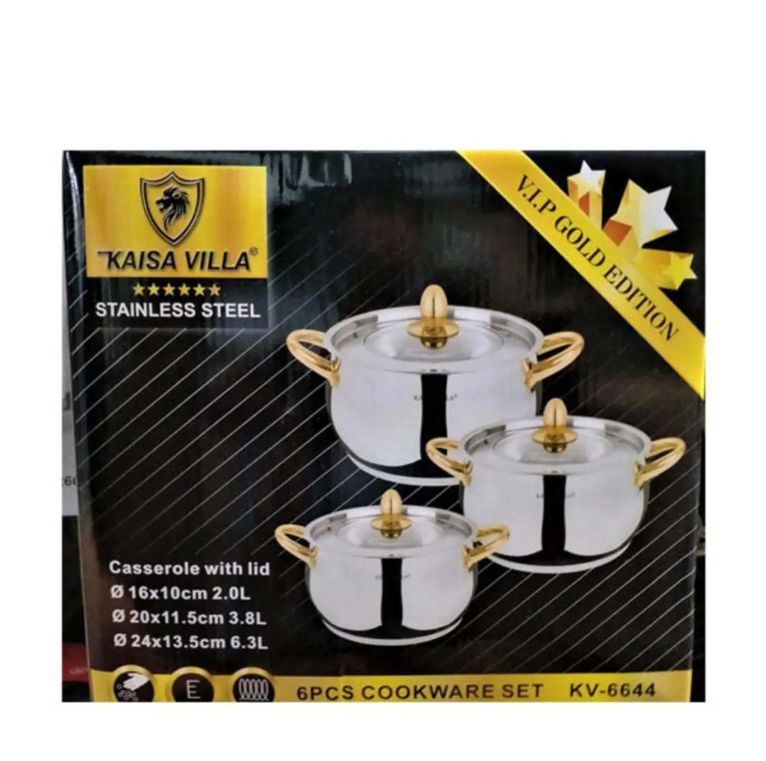 Kaisa Villa Stainless Steel Induction bottom 6pcs Cookware Set (KV-6644). 