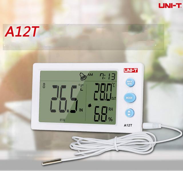 Uni-T A12T  Indoor Outdoor Temperature Humidity Mete with External probe LED Digital Hygrometer with Temperature / Humidity / Calendar / Alarm Clock A12T - Kings Trading. 