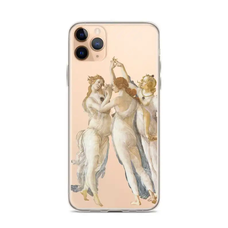 【Emotion HENG】Renaissance transparent art lover phone case for iPhone 14 13 12 11 pro Max Xs XR 7 8 plus bottcelli primevera TPU back cover. 