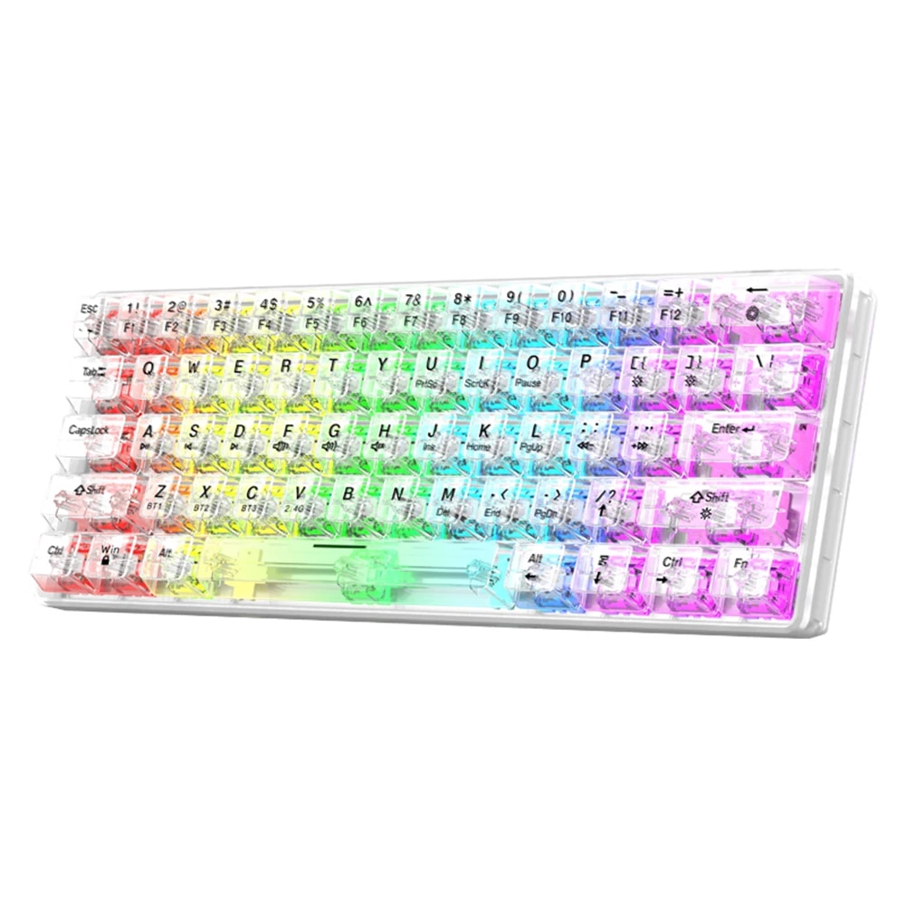 K30Pro 61 Keys Mechanical Keyboard Full Transparent RGB Backlight 2.4G Wireless Bluetooth-compatible USB Wired for Laptop. 