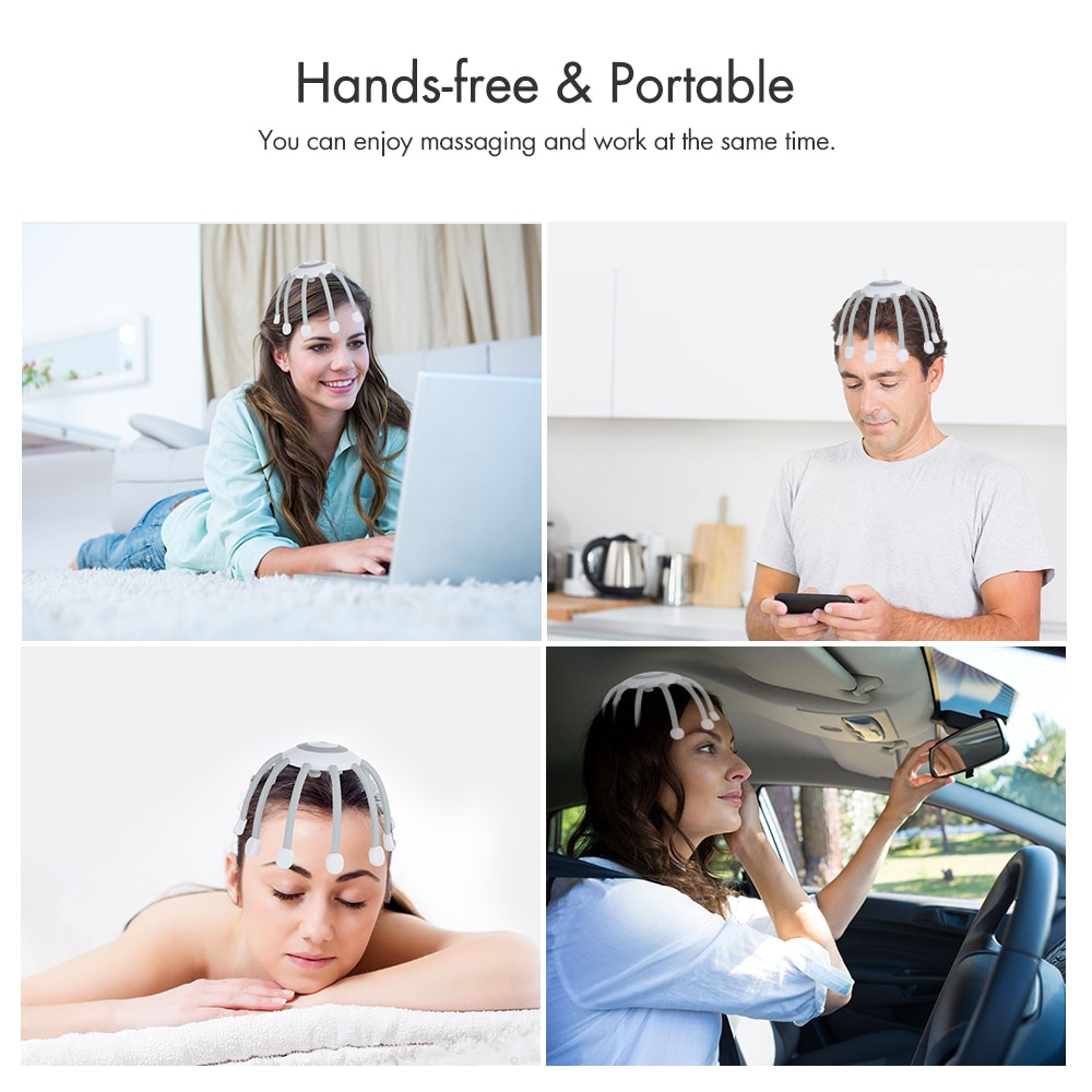 Electric Scalp Head Massager 4 Vibration Modes Hands-Free Auto-Off Function Scalp Relaxation Stress Relief and Hair Stimulation. 