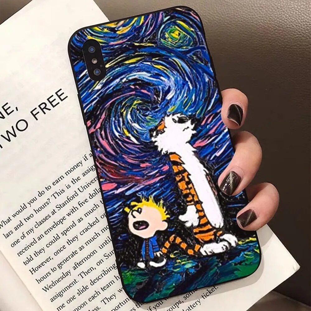 C-Calvin and H-Hobbes Phone Case for iPhone 15 8 7 6 6S Plus X SE 2020 XR XS 14 11 12 13 Mini Pro Max Mobile Case. 
