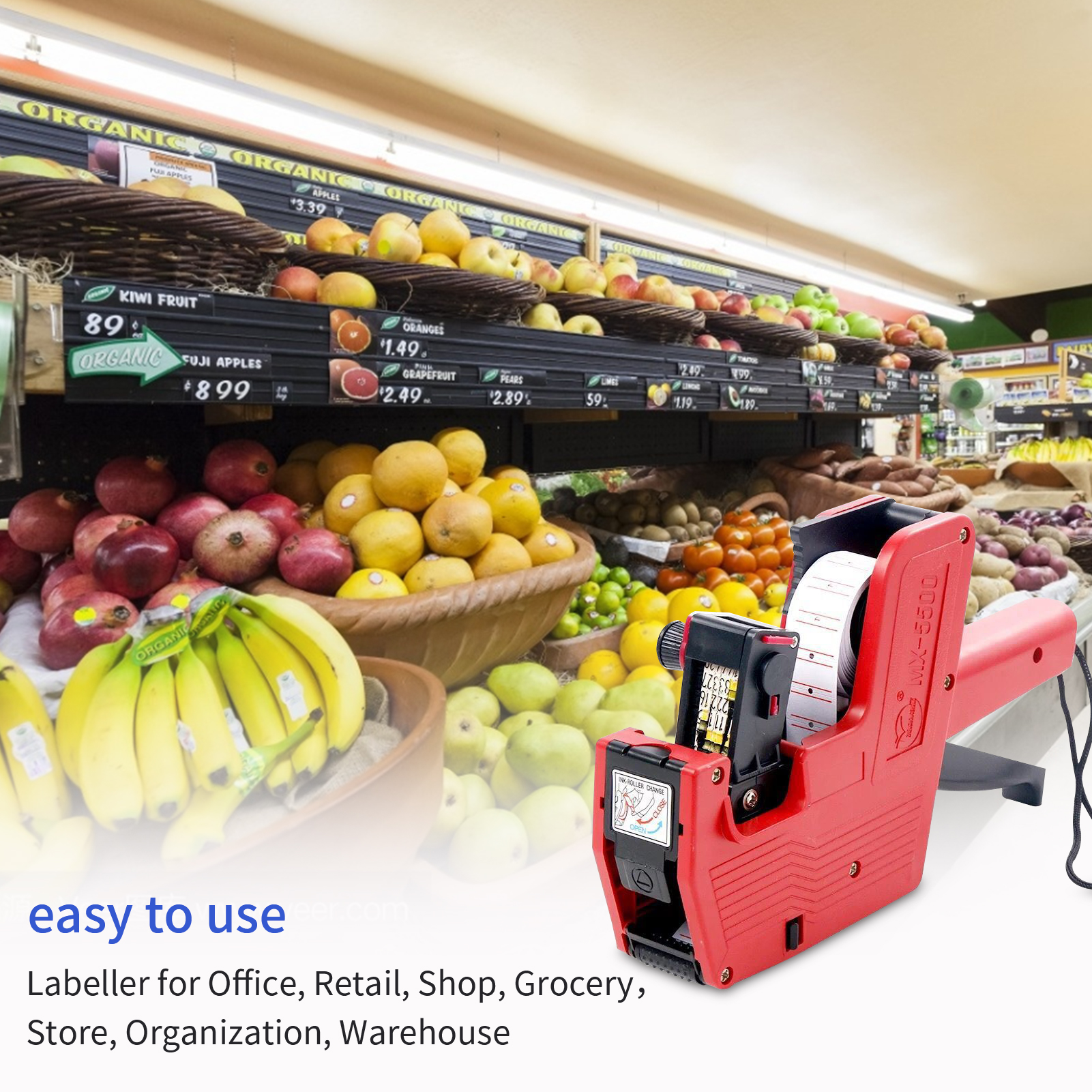 8 Digits Price Tag Machine Handheld Price Labeller Label Date Maker Pricing for Office Retail Shop Grocery Store Organization Marking Warehouse. 