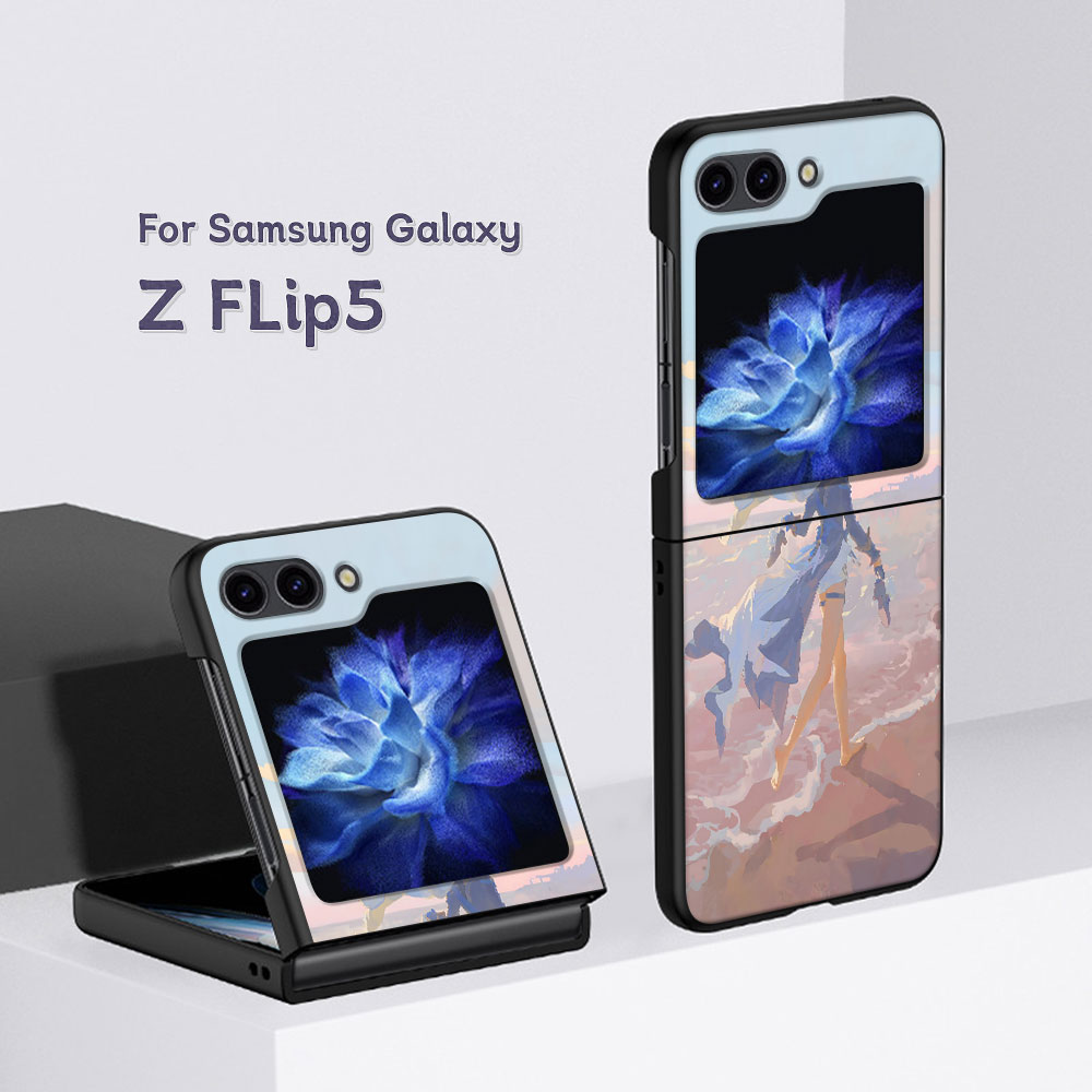 Cute Furina Genshin Impact Case for Samsung Galaxy Z Flip5 Black Hard PC Cover Z Flip 5 Folding Cell Phone Shell Zflip5 Shell. 