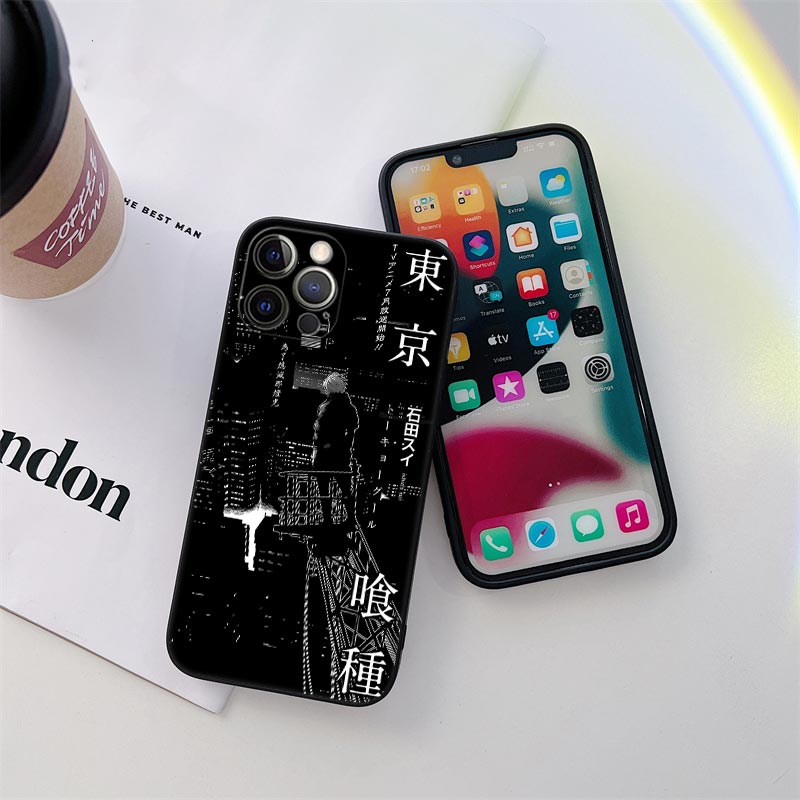 Tokyo Anime Ghoul Black Art Phone Case for iPhone 11 15 Pro Max Case Coque 14 Plus 13 Pro 12 11 XS XR 7 8 SE 2020 TPU Soft Cover. 