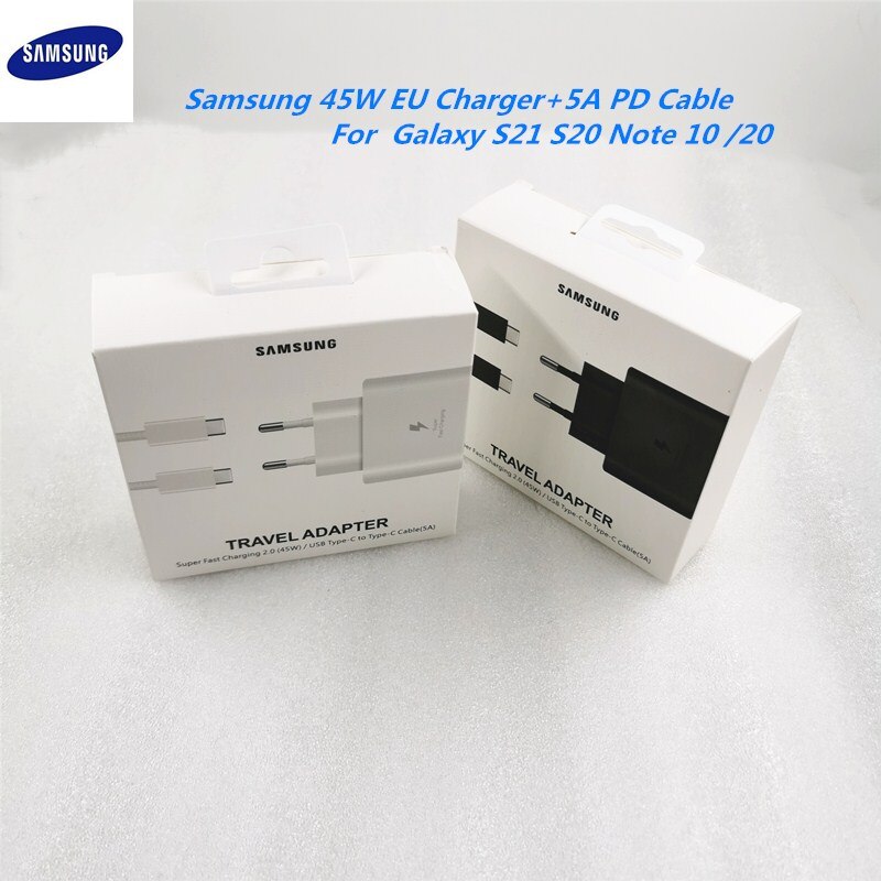 【happy one】Samsung EP-TA845 Super Fast Charging Adapter 5A Dual Type C Cable For Galaxy S21 Plus S20 + Note A90 A52 A72. 