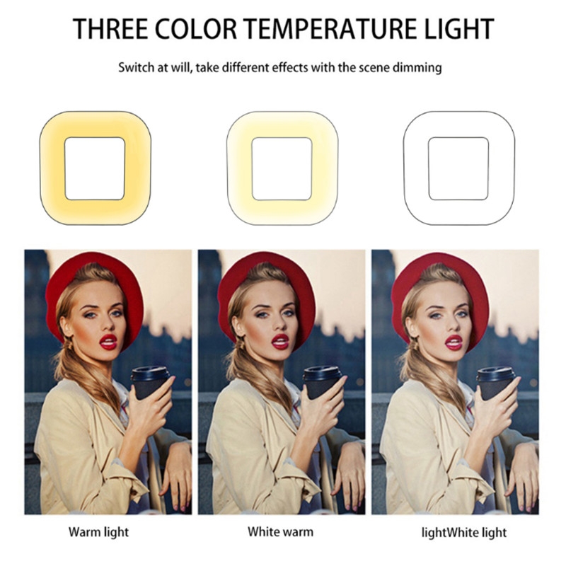 XWJ-D21C Dimmable LED Square Light With Tripod Net Red Live Fill Light Phone Holder. 