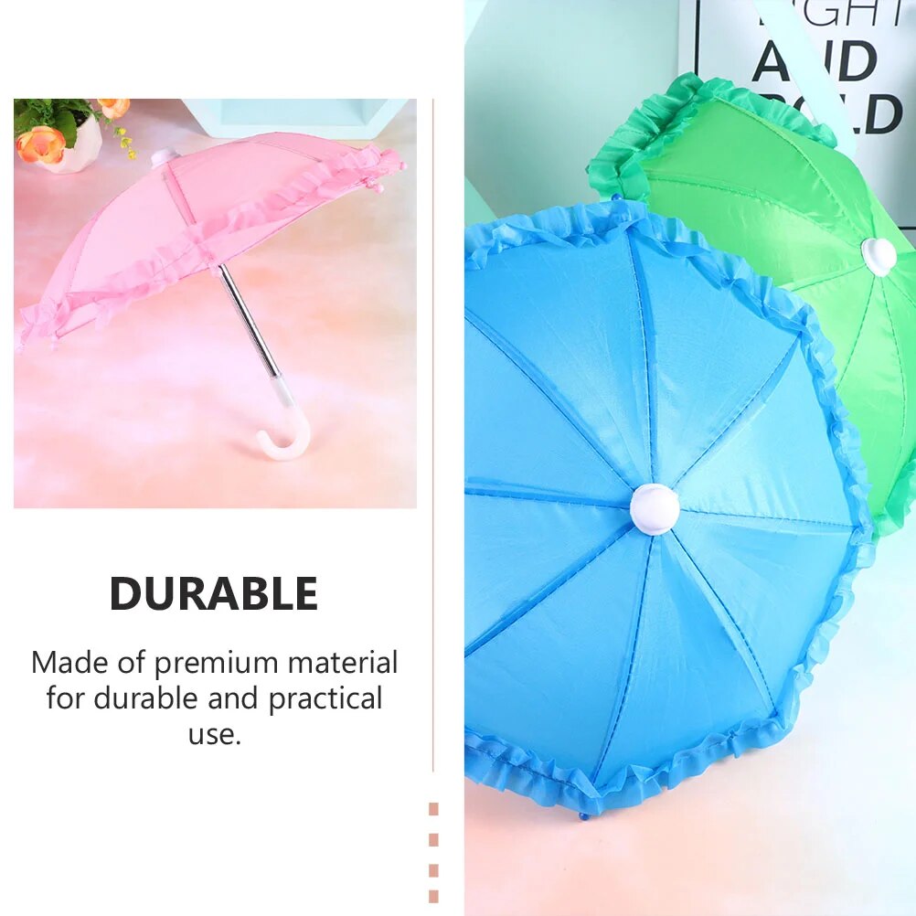 4Pcs Children's Pure Color Lace Toy Umbrellas Decoration Umbrellas (Random Color). 