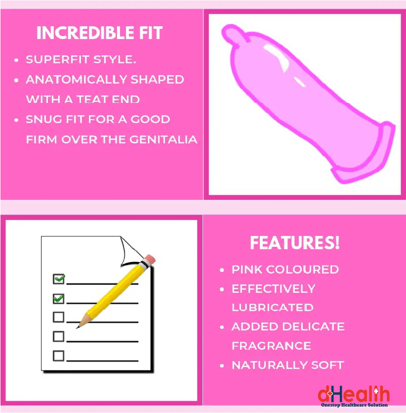 Kohinoor Pink Condom Pleasure pink better fit smallest condom 10pcs Single Pack. 