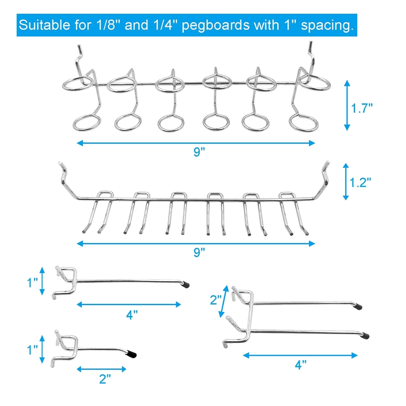 80 Piece Pegboard Hooks Assortment with Pegboard Bins, Peg Locks, for Organizing Various Tools for Kitchen Craft Room. 