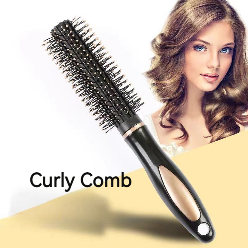 Anti-Static Curly Comb Salon Fashion Professional Round Hair Brush Nylon Bristle Pins Massage Brush for Men and Women All Wet or Dry Hair Types