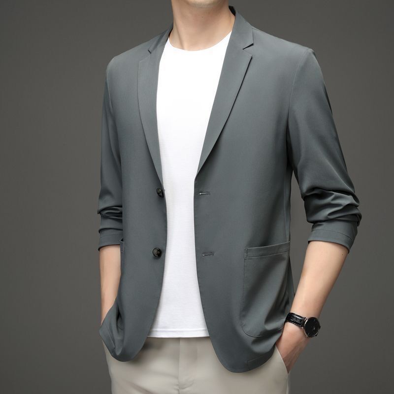 2023 Summer Thin Mens Blazer Jacket High Quality Men's Fashion Casual Ice Silk Breathable Suit Jacket Wedding Suits for Men 4XL Wearhouse. 