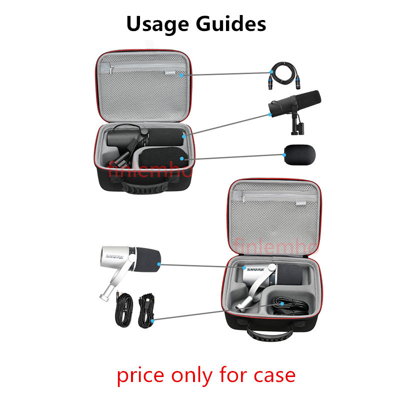 Storage Case For Shure SM7B And MV7 Podcast Microphone Professional Audio Studio Recording. 