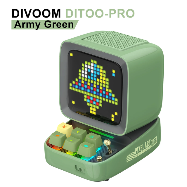Divoom Ditoo-Pro Portable Bluetooth Speaker Retro Pixel Art Alarm Clock DIY LED Display Board, Cute Gift Home Light Decoration. 