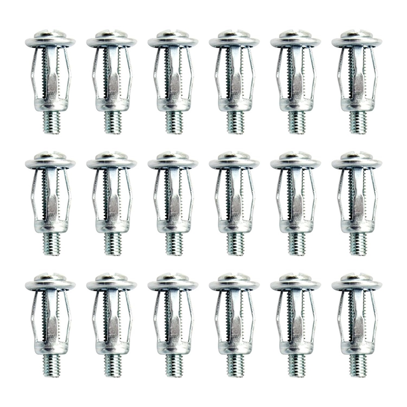 80Pcs X 20 Expansion Nut Set Jack Nuts with Screws, Short Jacknut Expansion Nut Flat Head Threaded Insert Nut