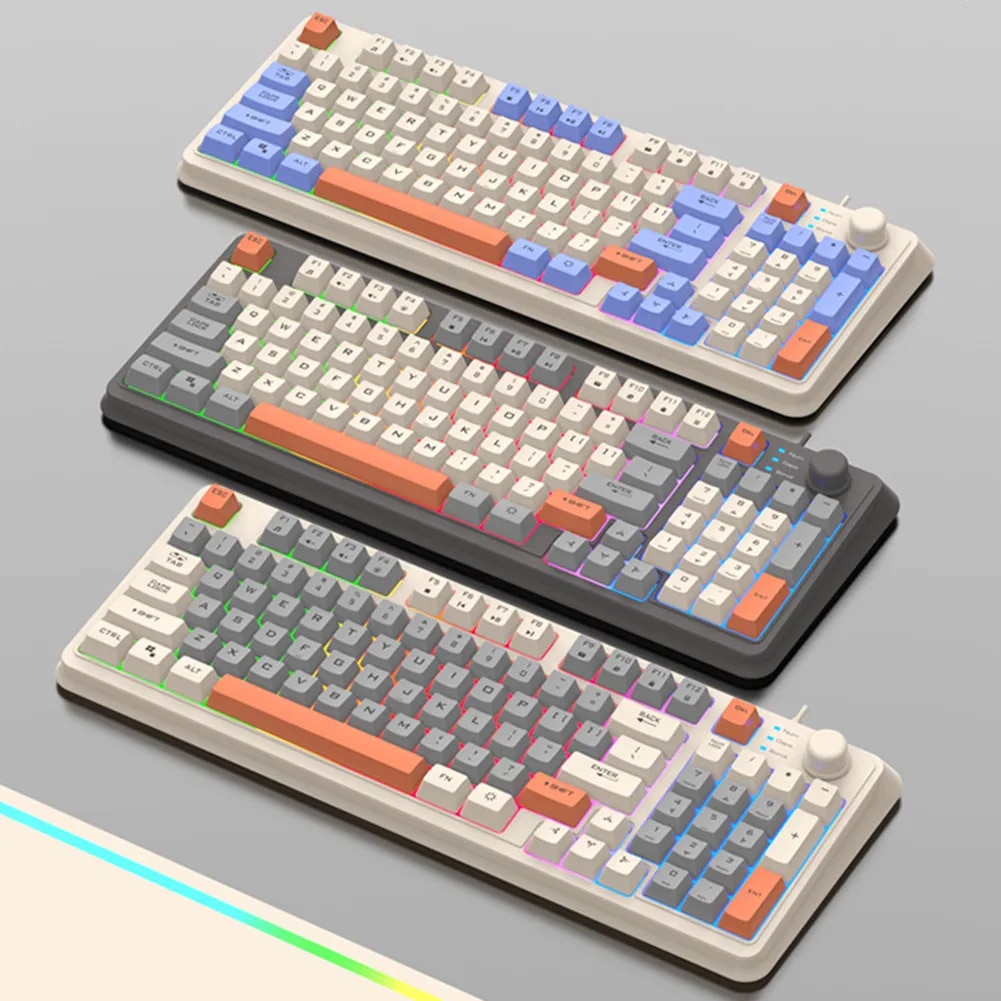 K82 Gaming Keyboard RGB Light Mechanical Keyboard USB Port Luminous Keyboard 94 Keys Wired Keypad for Notebook Laptop Desktop