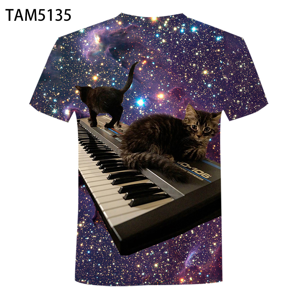 רעם חתול 3D הדפסת החולצה חתול בנים ובנות 2021 קיץ קצר שרוול עליון