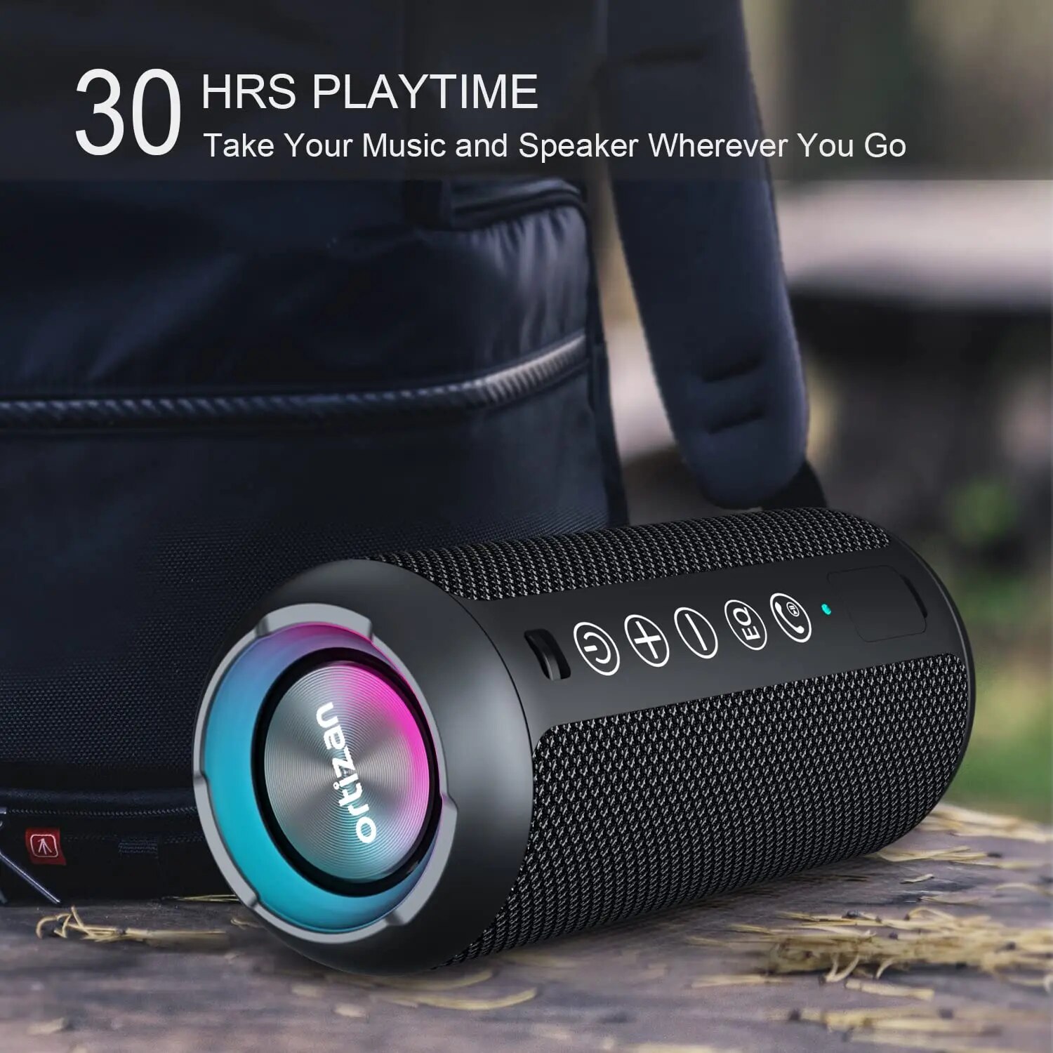 Ortizan Portable IPX7 Waterproof Wireless Bluetooth Speaker with 24W Loud Stereo Sound, Outdoor Speaker, 30H Playtime, Black. 
