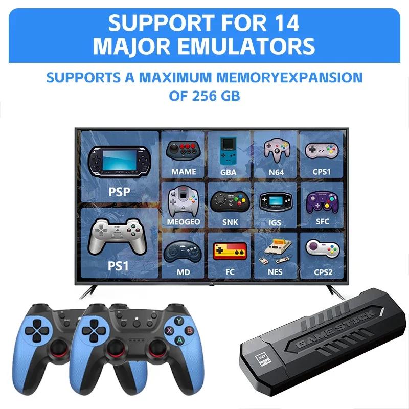 New X2 Game Stick 4K 3D HD Retro Video Game Console Wireless Controller TV Game Play 256G 58000 Retro Games Children Gift. 