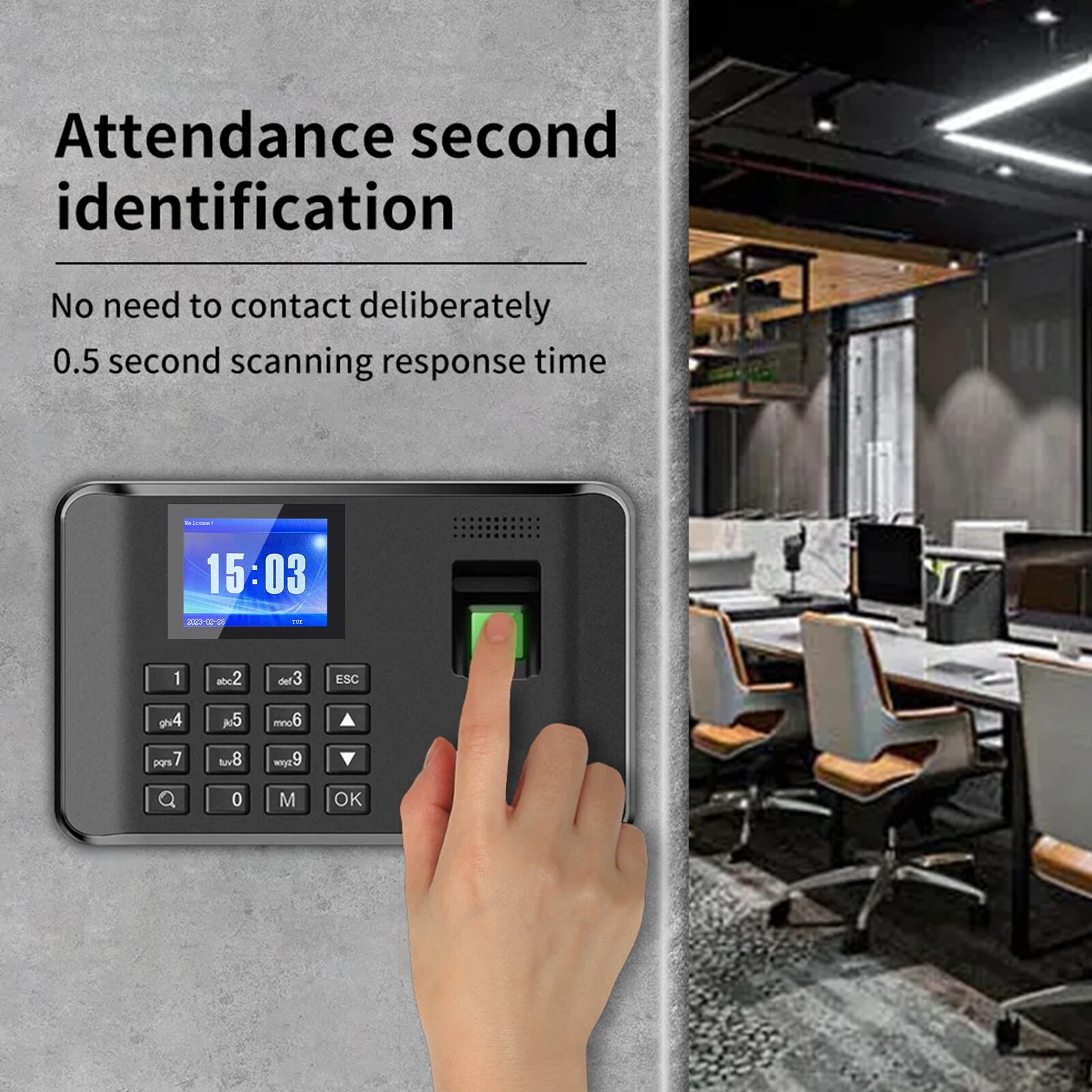 I60 Biometric Attendance System Password Fingerprint Attendance Machine Time Clock Employee Checking-in Recorder 2.4" LCD Screen. 
