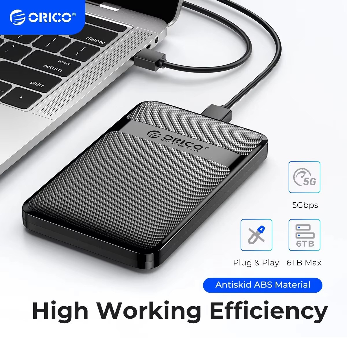 ORICO 2577U3/2577C3 HDD Case 2.5 Inch SATA to USB3.0/Type-C HDD Enclosure 6Gbps Max USB-C External SATA HDD Enclosure Support Auto-Sleep