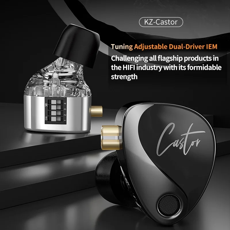 KZ Caster-2 Dynamic High-end Tunable Balanced Armature Headset Audiophile Stage Live Monitoring Earphone Noise Canceling Earbuds. 