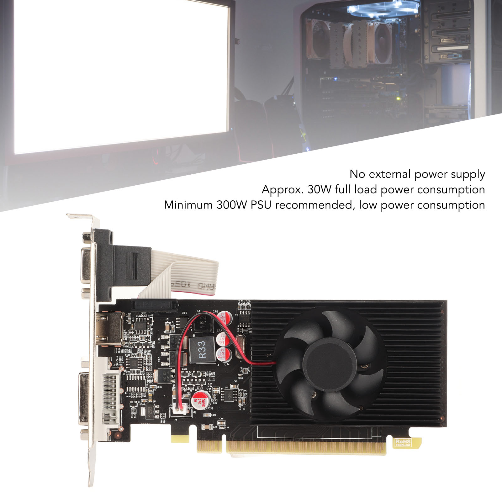 Graphics Card, 128bit GTX 730 2GB DDR3 Gaming Graphics Card with Cooling Fan for Computer. 