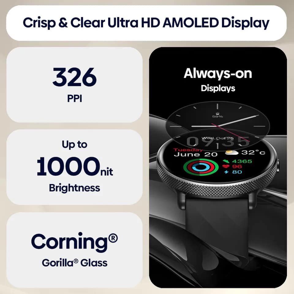 Zeblaze GTR 3 Pro Amoled Display Smart Watch Fitness & Wellness Smart Watch. 