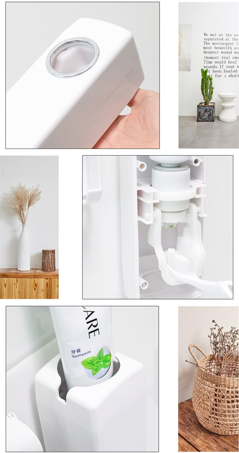 Automatic Toothpaste Dispenser And Brush Holder Set. 