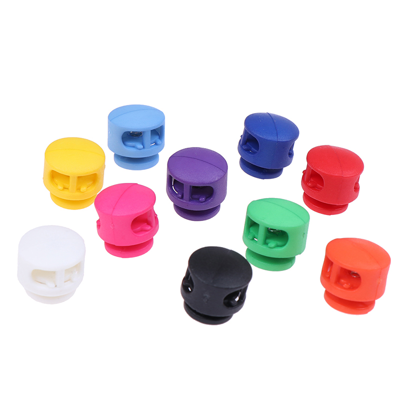 LINGS 10 pcs/lot 2 Hole Toggle Clip Stopper Shoelace Cord Buckles Bag Parts Accessories Multi Colors Plastic Paracord Cord Lock Clamp. 