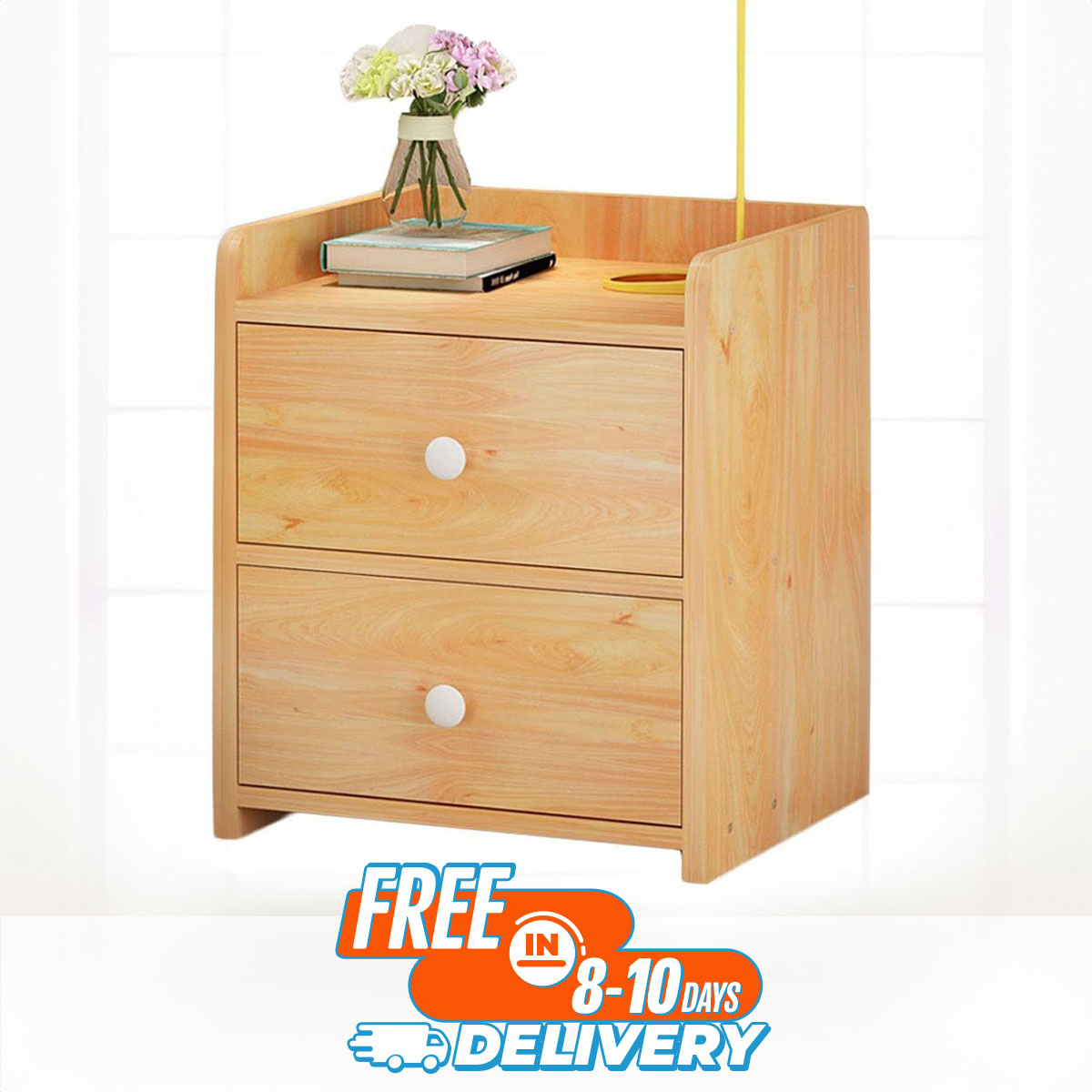 RK MDF M08 Bedside Table, Side Table, Bedside Table with Drawer, Home Furniture, Bedroom, Night Storage Cabinet, Bedside Table
