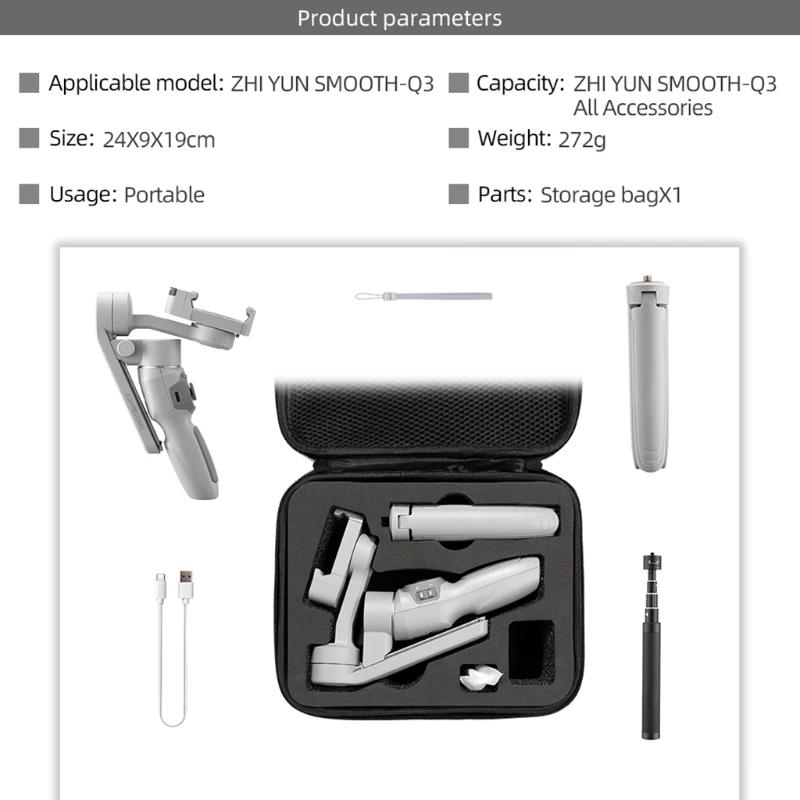 Portable Storage Suitcase Hand Bag Travel Carry For Case Protector Smooth Zipper For Zhiyun Smooth Q3 Gimbal Stabilizer. 