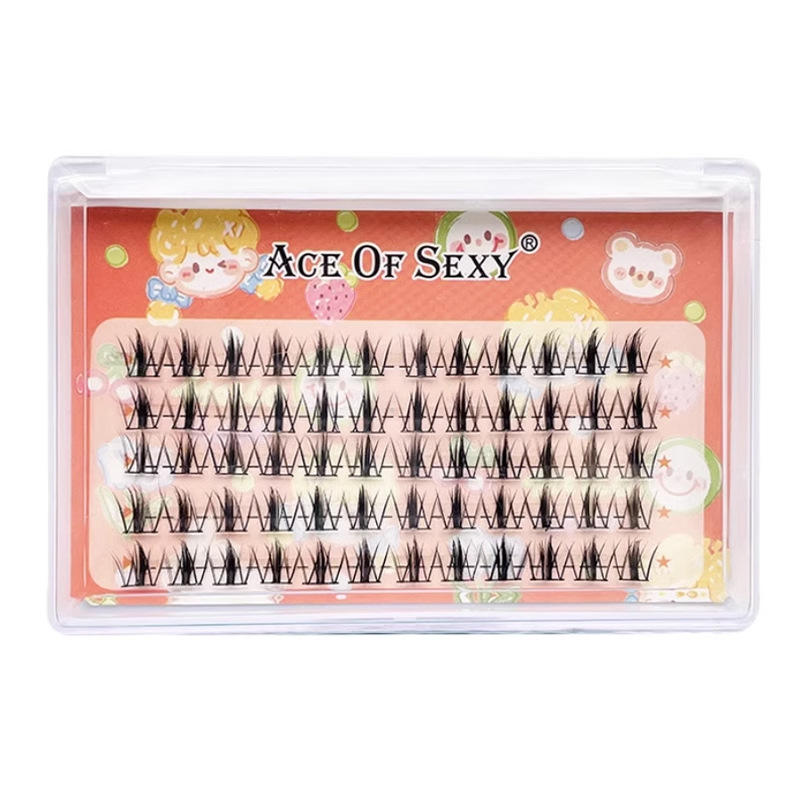 aceofsexy Cloud Little Devil False Eyelashes Cartoon Eye Single Cluster Air Feeling Lazy Trilogy Natural Fine Stem. 