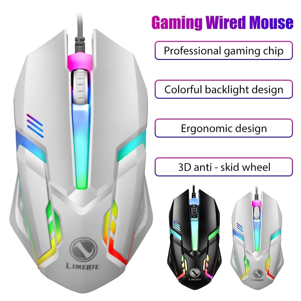 HXSJ Limei S1 E Sports LED Luminous Backlit Wired Mouse USB Wired For Desktop Laptop Mute Office Computer Gaming Mouse