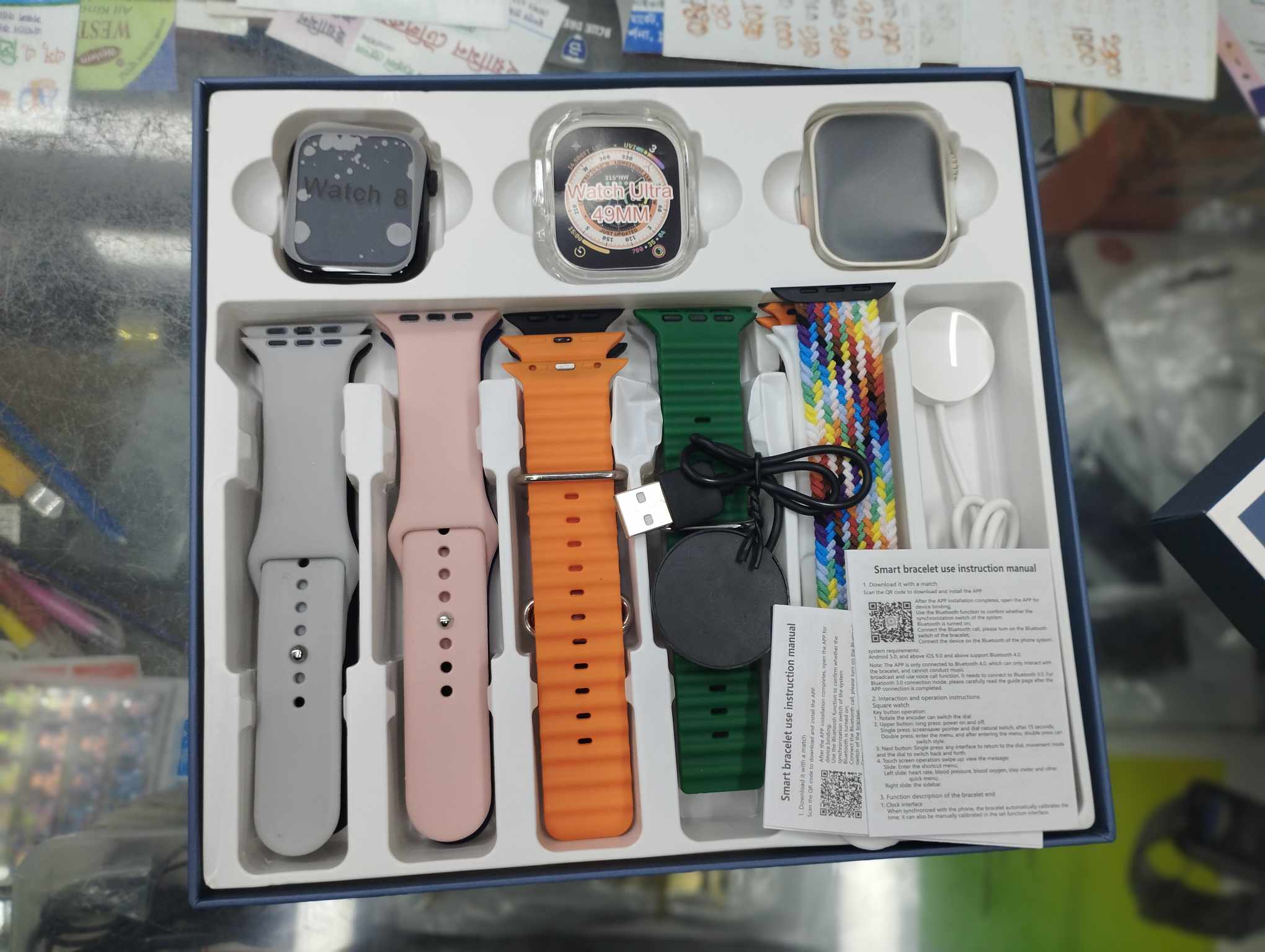 Y90 Ultra Smartwatch with 12 in 1 Straps. 