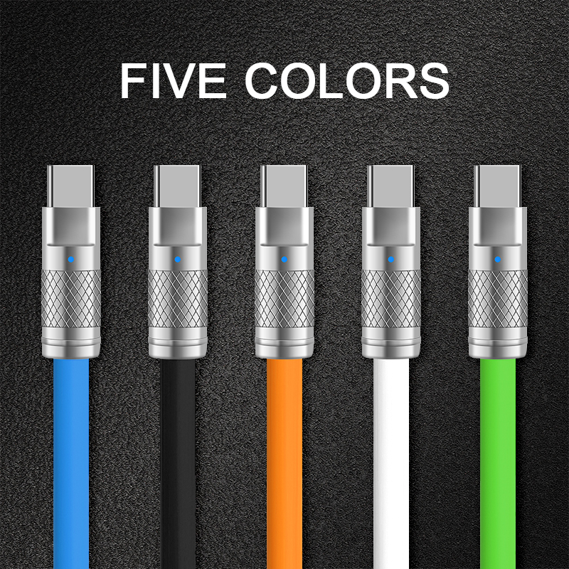 [Lightning for ip]DAMILE 120W 6A Super Fast Charge Liquid Silicone Cable Type-C Charger Data Cable For Xiaomi Huawei Samsung Zinc ip USB Bold Data Line 1.5m. 