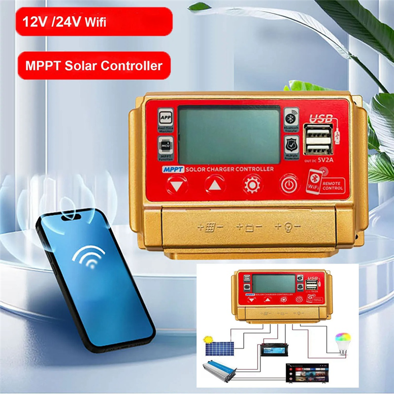 12/24V MPPT Solar Charge Controller Wifi Bluetooth Solar Panel Battery Smart Regulator 30A. 