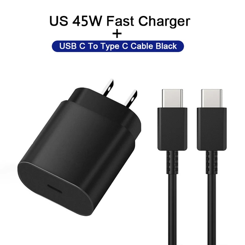 PD 45W Super Fast Charger For Samsung Galaxy S24 Ultra S23 S22 S21 S20 Note 10 20 Plus A54 A53 5G USB Type C Fast Charging Cable. 
