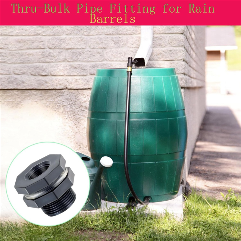 1Set PVC Bulkhead Fitting 3/4 Inch with Plugs Garden Hose Adapter with Clamp Kit Water Tank Connector Thru-Bulk Pipe Fitting. 