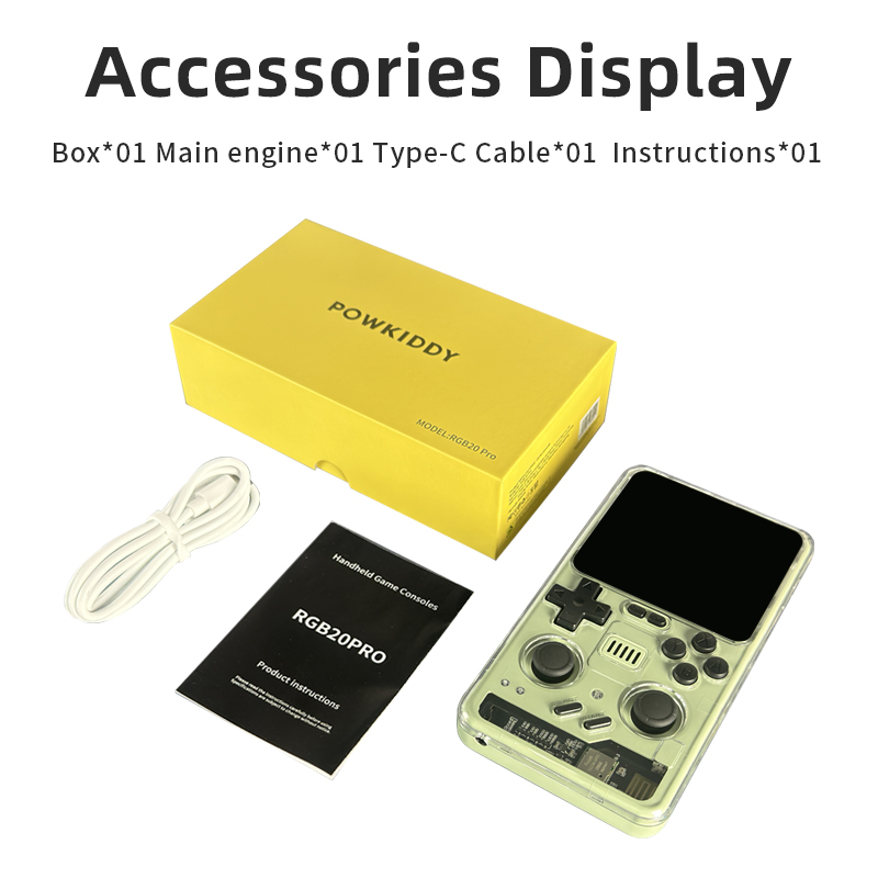 POWKIDDY RGB20 PRO Retro Punk Style Handheld Game Console 3.2 Inch 1024*768 -Option -GREY-64G-Option -GREY-64G. 