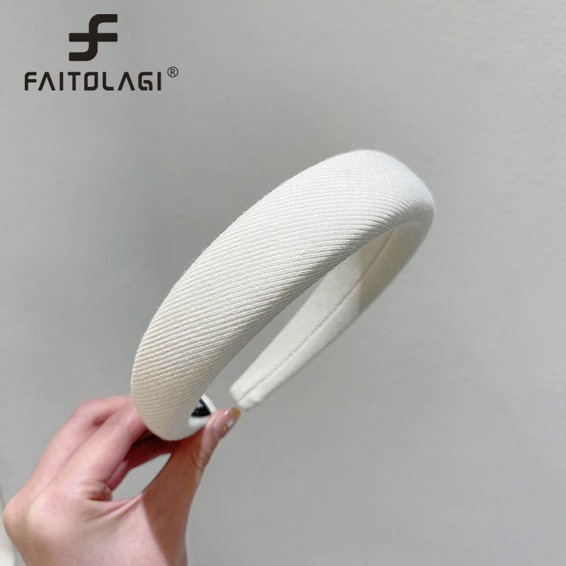 Wide Side Solid Color Women Headbands Simple Elegant Sponge Hairbands for Girls Korean Style Plain Hair Hoops. 