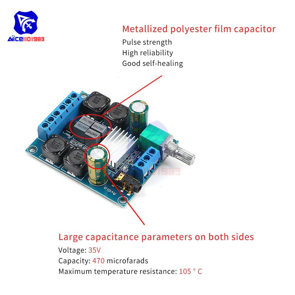 diymore TPA3116 D2 50Wx2 Dual Channel DC 4.5-27V Digital Power Amplifier Board 2 CH Stereo High Efficiency Reverse Protection. 