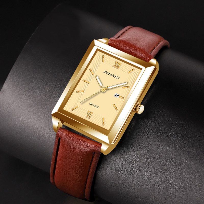 2023 Fashion Men's Watches for Men Rectangle Stainless Steel Mesh Belt Quartz Wrist Watch Man Casual Leather Watch reloj hombre. 