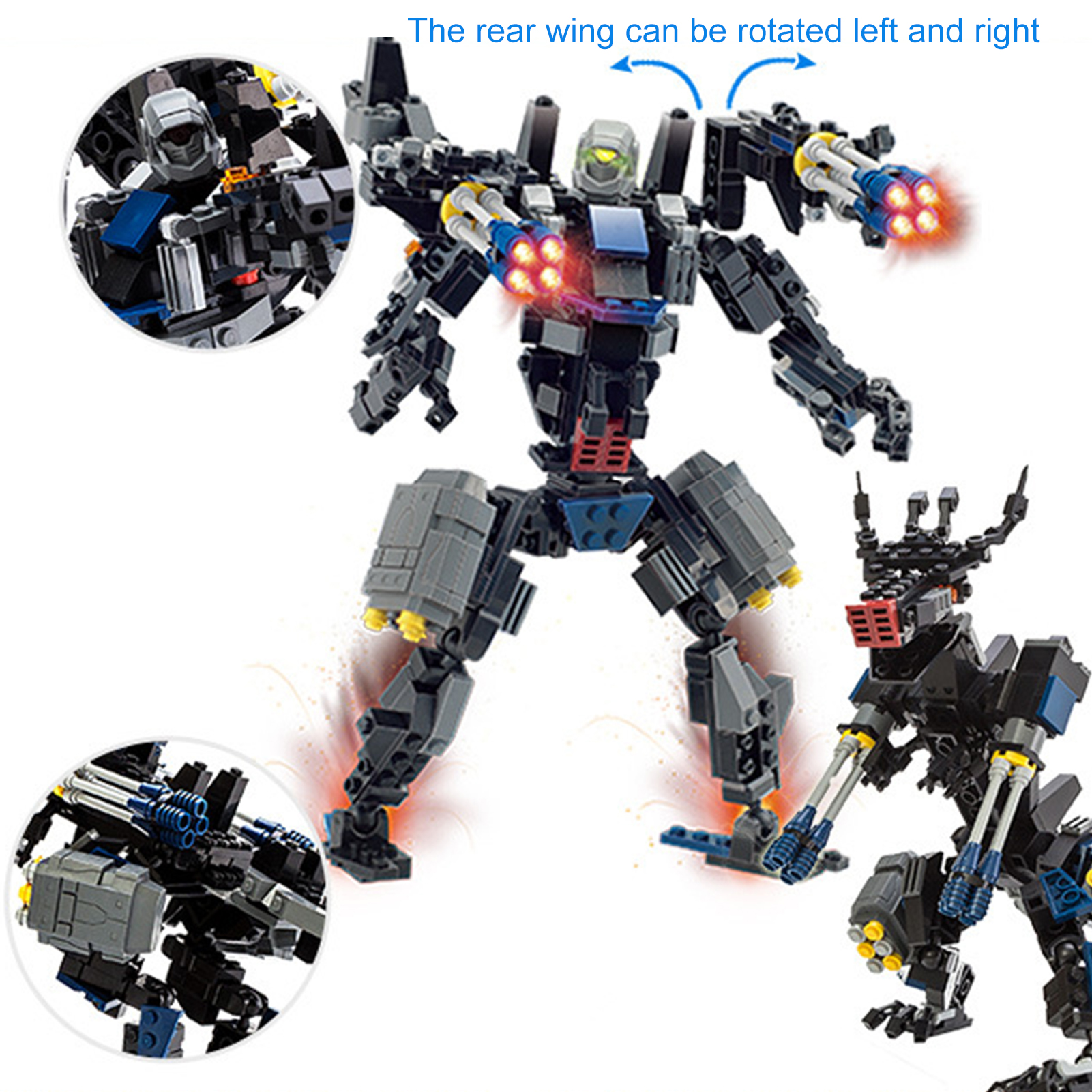1 Set Exquisite Building Toy Promote Ability ABS Robot Dinosaur Cartoon Deformation Model for Kids. 