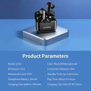 Lenovo QT82 True Wireless Headphones Bluetooth 5.0 TWS Earbuds Touch Control Sport Headset IPX5 Sweatproof In-ear Music Earphones with Mic 400mAh Charging Case. 