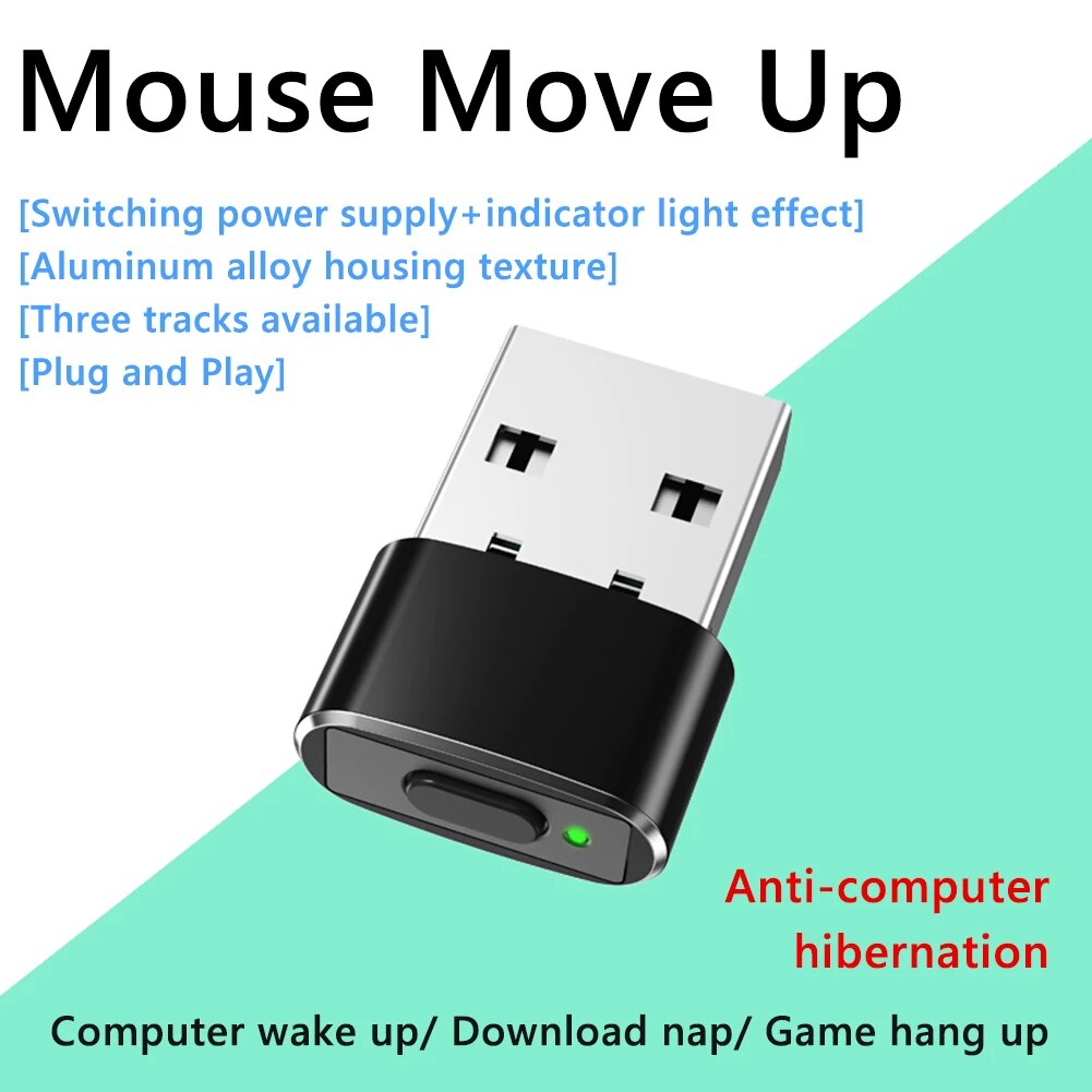 Mini Automatic Mouse Jiggler Mover Undetectable USB Automatic Move Cursor Shaker Plug and Play Keeps Awake for Laptop Desktop. 