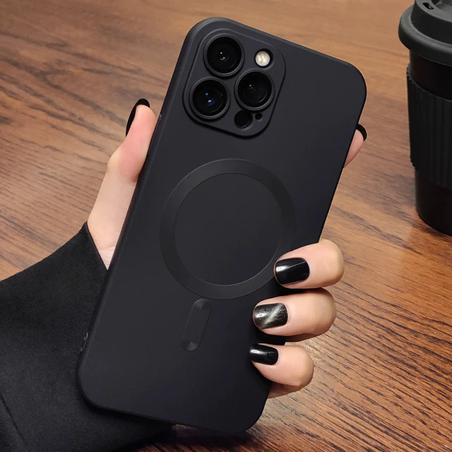 【Healer DingD】Lens Protection Case For Magsafe Wireless Charging Phone Case For iPhone 15 14 13 12 11 Pro Max Soft Magnetic Matte Bumper Cover. 