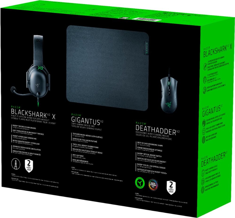 Razer Battle Bundle - DeathAdder V2 -BlackShark V2 X- Gigantus V2 M - Black. 